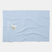 Waterverf botanisch blauwe initiaal monogram theedoek (Horizontaal)