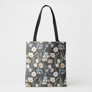 Waterverf botanisch, bloemenveerpatroon. tote bag