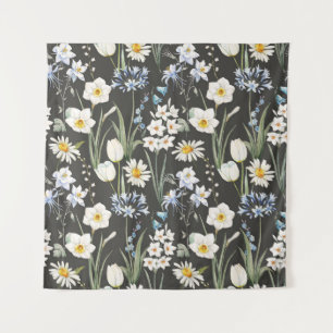 Waterverf botanisch, bloemenveerpatroon. wandkleed