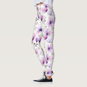 Waterverf botanisch bloemmotief leggings
