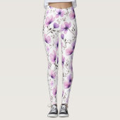 Waterverf botanisch bloemmotief leggings (Voorkant)