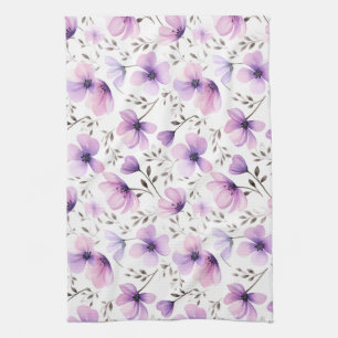 Waterverf botanisch bloemmotief theedoek