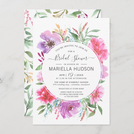 Waterverf Botanisch Boeket Vrijgezellenfeest Uitno Kaart (Voorkant / Achterkant)