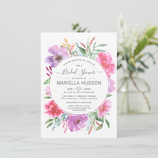 Waterverf Botanisch Boeket Vrijgezellenfeest Uitno Kaart (Staand voorkant)