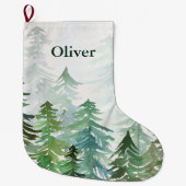 Waterverf botanisch elegant modern familiegift grote kerstsok (Voorkant)