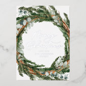 Waterverf botanisch elegant script kerst folie feestdagenkaart (Voorkant)