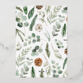 Waterverf botanisch elegant script kerst folie feestdagenkaart (Achterkant)