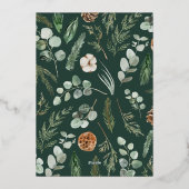 Waterverf botanisch elegant script kerst folie feestdagenkaart (Achterkant)