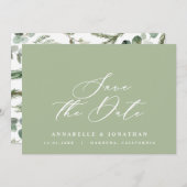 Waterverf botanisch elegant script niet foto save the date (Voorkant / Achterkant)