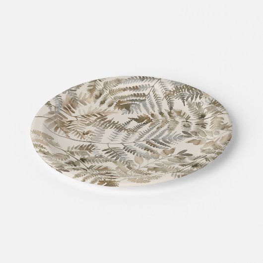 Waterverf Botanisch gebladerte bladeren Baby showe Papieren Bordje (Gekanteld)