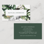 Waterverf botanisch gebladerte en gouden details visitekaartje (Voorkant / Achterkant)