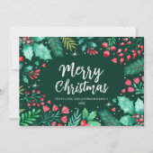 Waterverf Botanisch gebladerte kerst Feestdagenkaart (Voorkant)