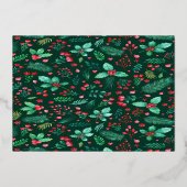 Waterverf Botanisch gebladerte kerst Folie Feestdagenkaart (Achterkant)