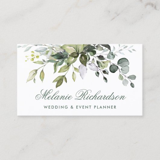 Waterverf Botanisch groen Gold Sage Green Visitekaartje (Voorkant)