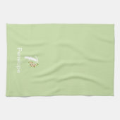 Waterverf botanisch groen initieel monogram theedoek (Horizontaal)
