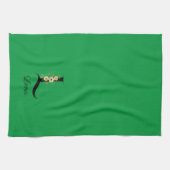 Waterverf botanisch groen initieel monogram theedoek (Horizontaal)