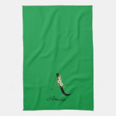 Waterverf botanisch groen initieel monogram theedoek (Verticaal)