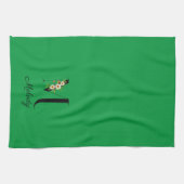 Waterverf botanisch groen initieel monogram theedoek (Horizontaal)