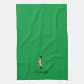 Waterverf botanisch groen initieel monogram theedoek (Verticaal)