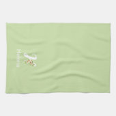 Waterverf botanisch groen initieel monogram theedoek (Horizontaal)