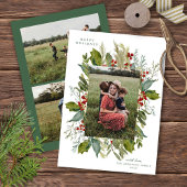 Waterverf Botanisch groen Lijst DRIE Foto Feestdagenkaart