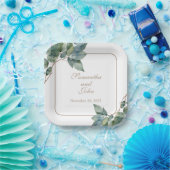 Waterverf botanisch groen papieren bordje (Feest)