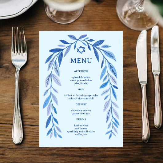 Waterverf Botanisch Joods Event Bar Mitzvah Menu