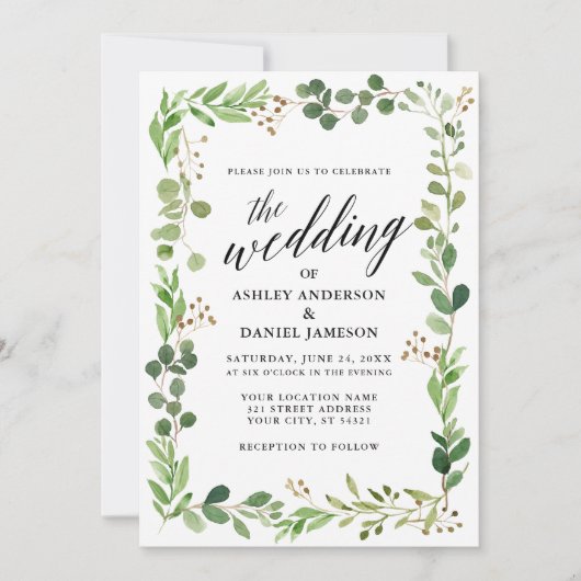 Waterverf Botanisch Lijst Eucalyptus Weddenschap Kaart (Voorkant)