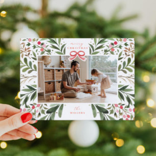 Waterverf Botanisch Lijst Flat Holiday Kaart