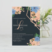 Waterverf Botanisch Manuscript Monogrammed Wedding Kaart (Staand voorkant)