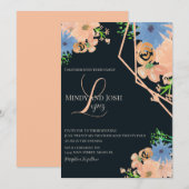 Waterverf Botanisch Manuscript Monogrammed Wedding Kaart (Voorkant / Achterkant)