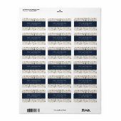 Waterverf Botanisch Modern Minimaal Marineblauw Etiket (Full Sheet)