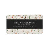 Waterverf Botanisch Modern Minimal Zwart Natuurlij Etiket (Voorkant)