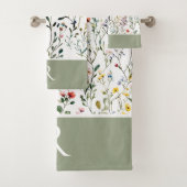 Waterverf botanisch monogram met wilde bloemen bad handdoek (Insitu)