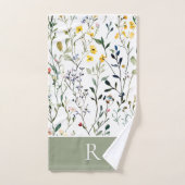 Waterverf botanisch monogram met wilde bloemen bad handdoek (Handdoek)