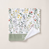 Waterverf botanisch monogram met wilde bloemen bad handdoek (Wasdoekje)