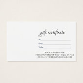 Waterverf botanisch olieveld Cadeaucertificaat Visitekaartje (Achterkant)
