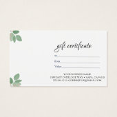 Waterverf botanisch olieveld Cadeaucertificaat Visitekaartje (Achterkant)