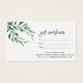 Waterverf botanisch olieveld Cadeaucertificaat Visitekaartje (Achterkant)