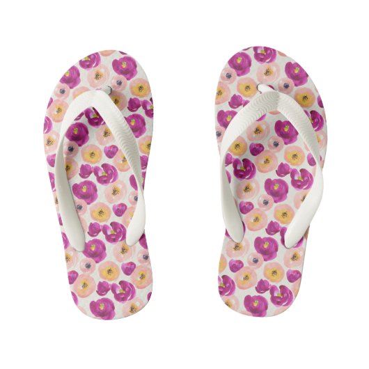 Waterverf Botanisch patroon Kinder Teenslippers (Voetbed)
