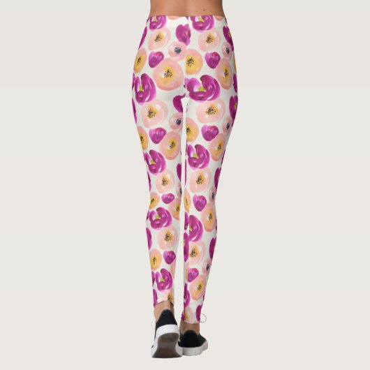 Waterverf Botanisch patroon Leggings (Achterkant)