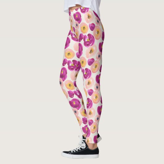 Waterverf Botanisch patroon Leggings (Links)