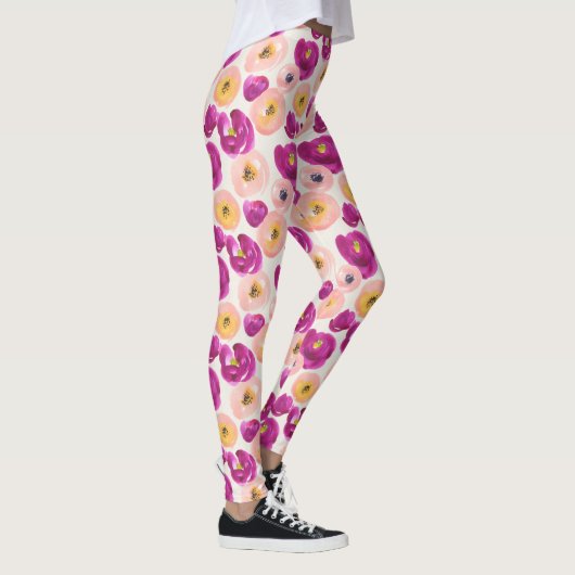 Waterverf Botanisch patroon Leggings (Rechts)