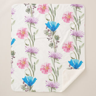 Waterverf botanisch patroon sherpa deken