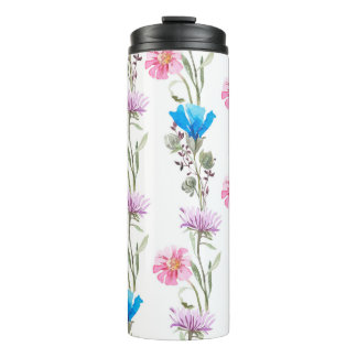 Waterverf botanisch patroon thermosbeker