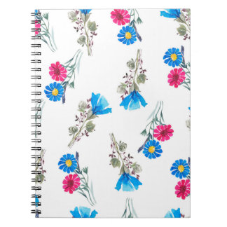 Waterverf botanisch patroon van helder roze veer notitieboek