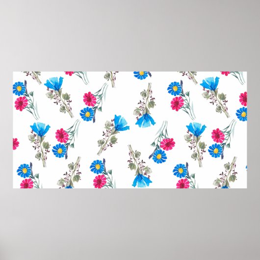 Waterverf botanisch patroon van helder roze veer poster (Voorkant)