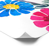 Waterverf botanisch patroon van helder roze veer poster (Hoek)