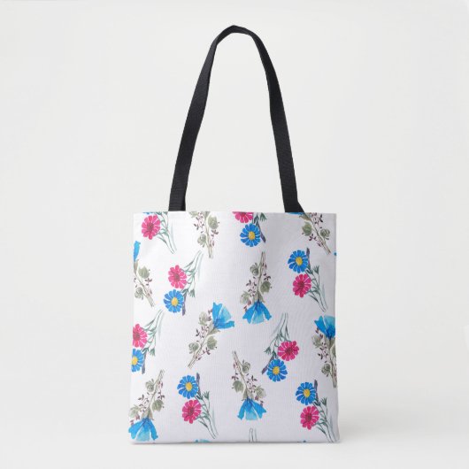 Waterverf botanisch patroon van helder roze veer tote bag (Voorkant)