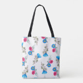Waterverf botanisch patroon van helder roze veer tote bag (Achterkant)
